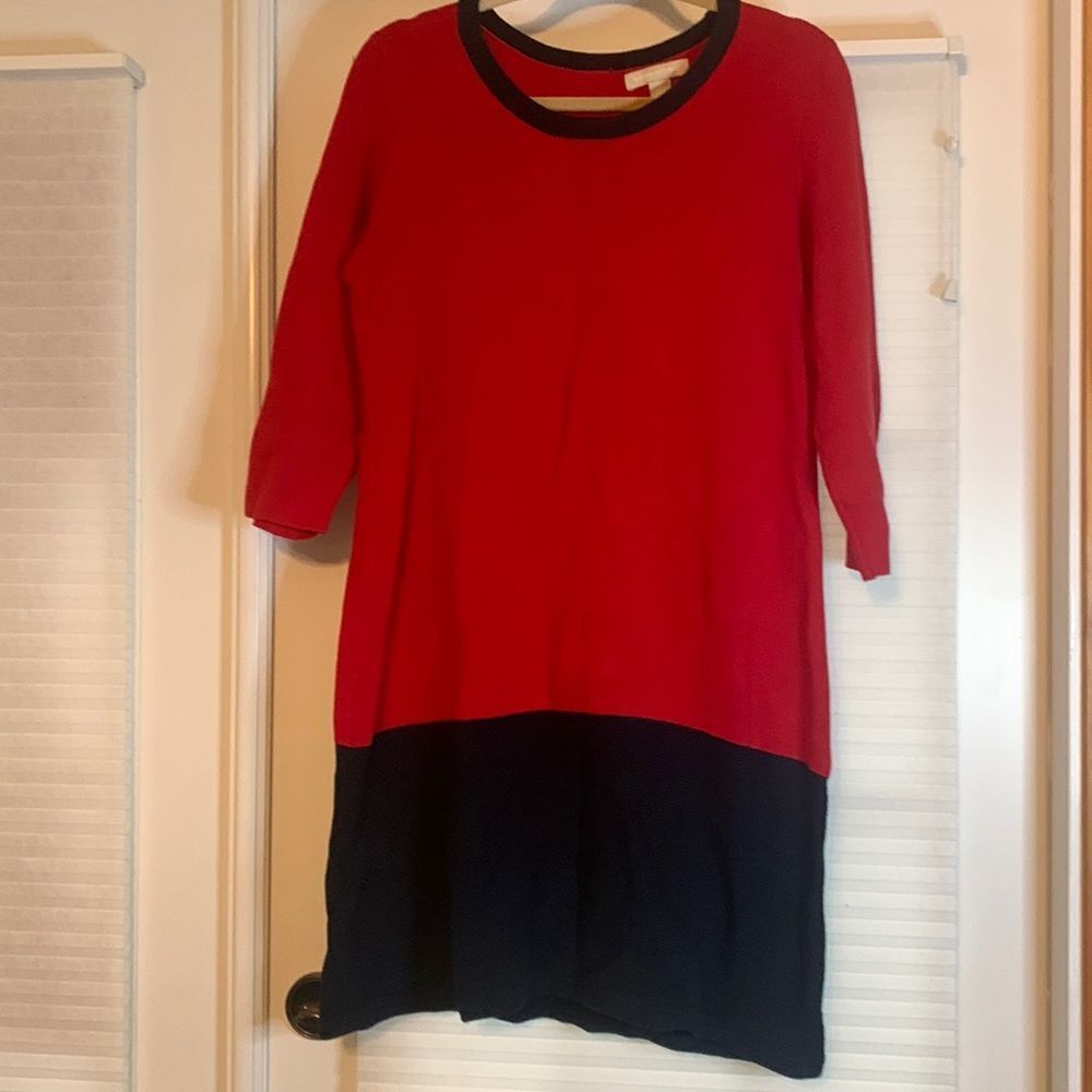 Banana Republic Red Black Sweater Dress Large